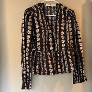 Marie Oliver Black and Cream Floral Blouse